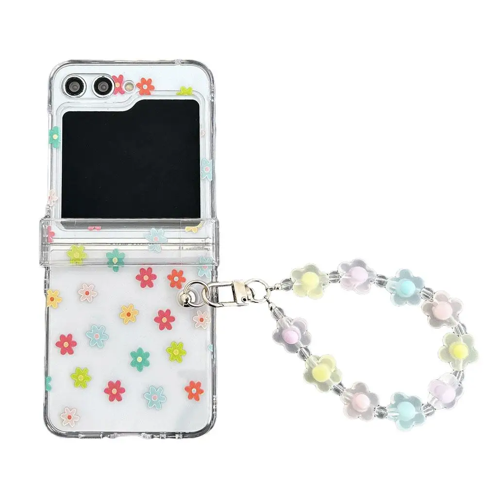 Funda con bisagra Floral para Samsung Galaxy Z Flip 5 ZFlip5, cubierta transparente, pulsera a prueba de golpes, dura, plegable, todo incluido, X1L4 - imagen 3