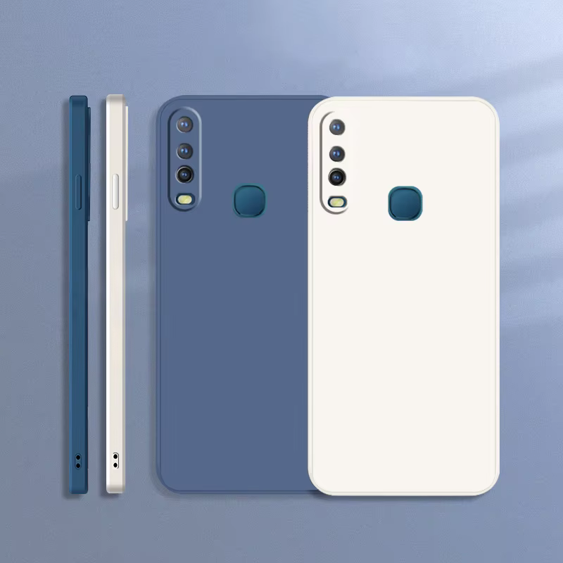 Funda de teléfono Original de lujo para VIVO Y3 Y3S Y12 Y15 Y17 U3X U10 2019, cubiertas de protección de cámara de silicona líquida cuadrada suave para parejas - imagen 2