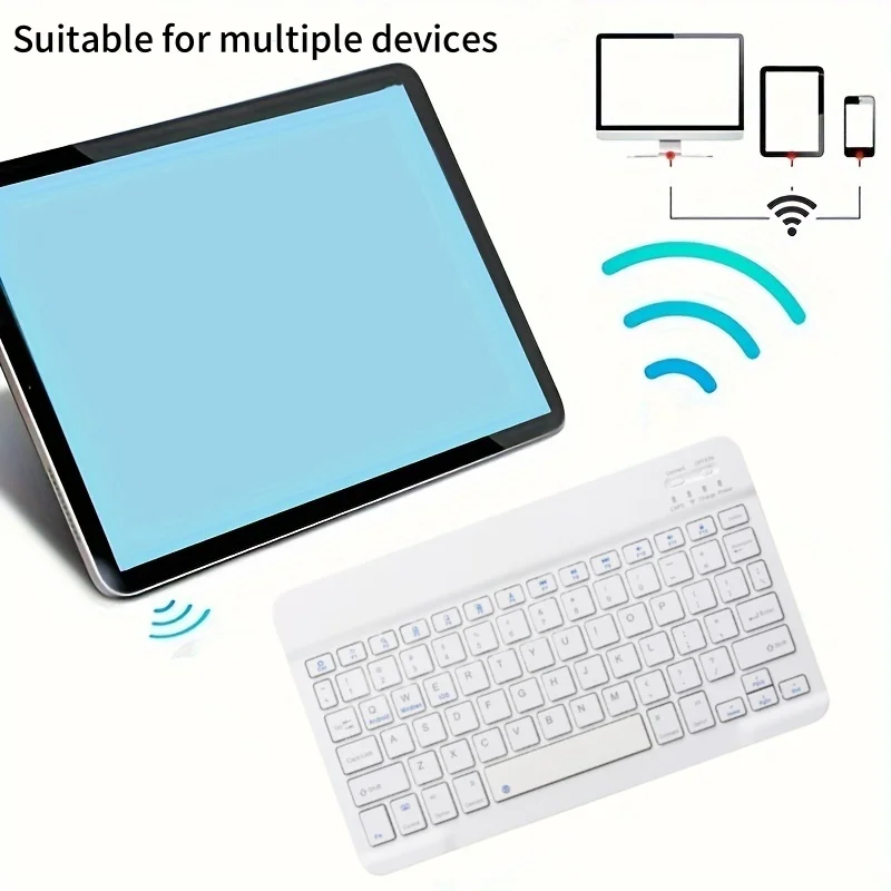 Teclado inalámbrico compatible con Bluetooth, teclado recargable para iPad, iPhone, tableta, portátil, Compatible con Android/Windows/iOS - imagen 2