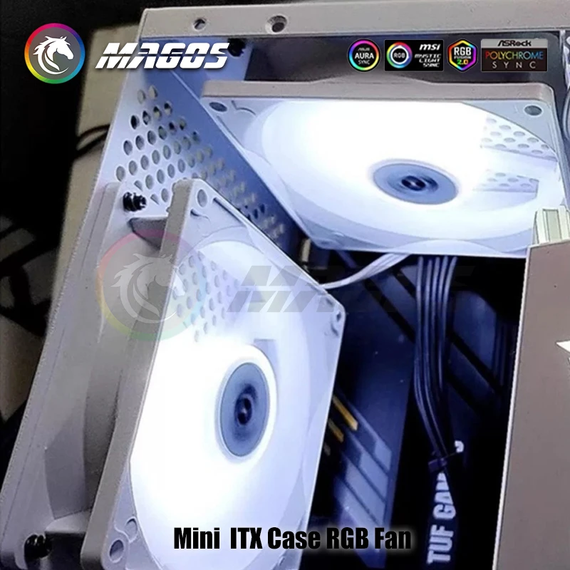 MetalFish Mini ITX Case ARGB ventilador 8cm 9cm ventilador de radiador de refrigeración por agua/aire 8025 9225 placa base más fresca 5V sincronización + 4 pines PWM - imagen 3