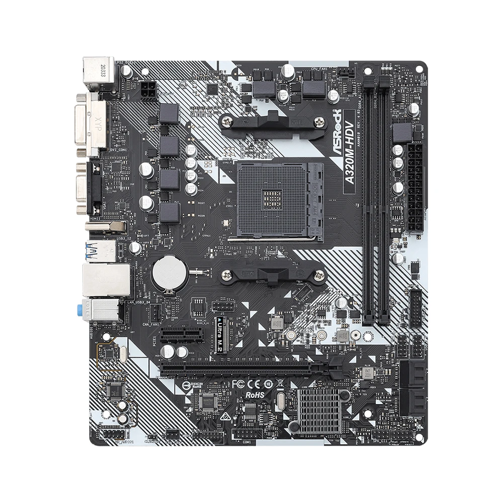 Placa base ASROCK A320M-HDV compatible con AMD Ryzen 5 5600 Ryzen 7 5700X3D DDR4 3200+(OC) NVME M.2 interfaz PCIe 3,0 AM4 placa base - imagen 3