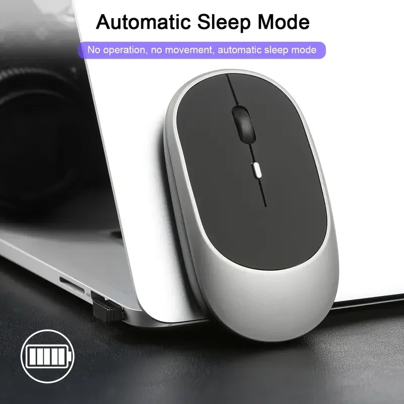 Ratón inalámbrico recargable para Gamer, modos duales, compatible con Bluetooth, 2,4G, USB, silencioso, para portátil, tableta, Macbook - imagen 2
