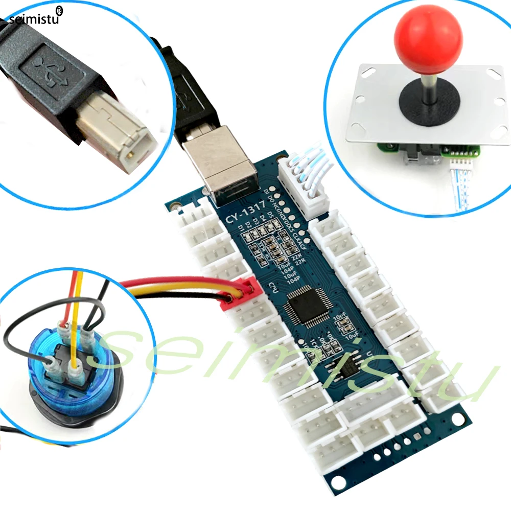 Codificador de Joystick, placa PCB, controlador USB Arcade Zero Delay para PC, PS3, PS4, IOS, 1 reproductor, kit de arcade, codificador USB