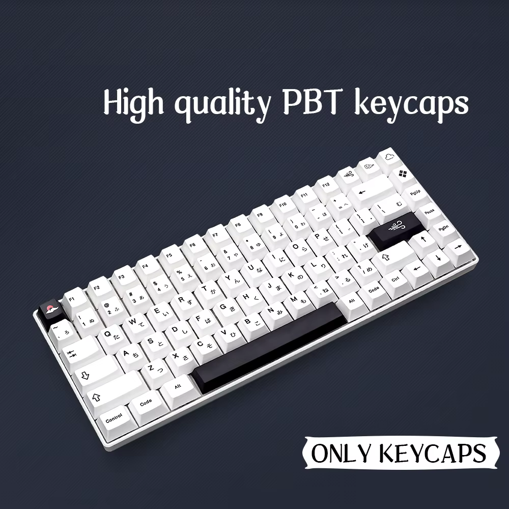 Juego de teclas minimalistas blancas y negras para teclado mecánico