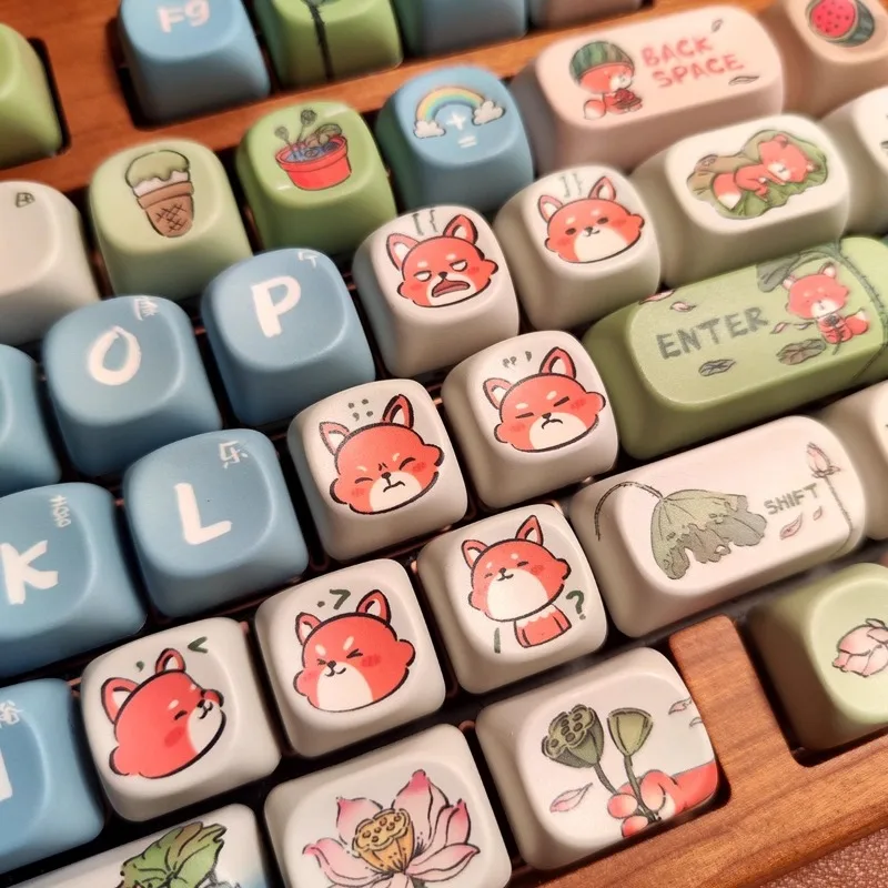 Tapa de teclado con temática de zorro, accesorio con 134 teclas, PBT, personalizado, Cherry/MOA/KCA, perfil para teclado mecánico, regalo - imagen 3