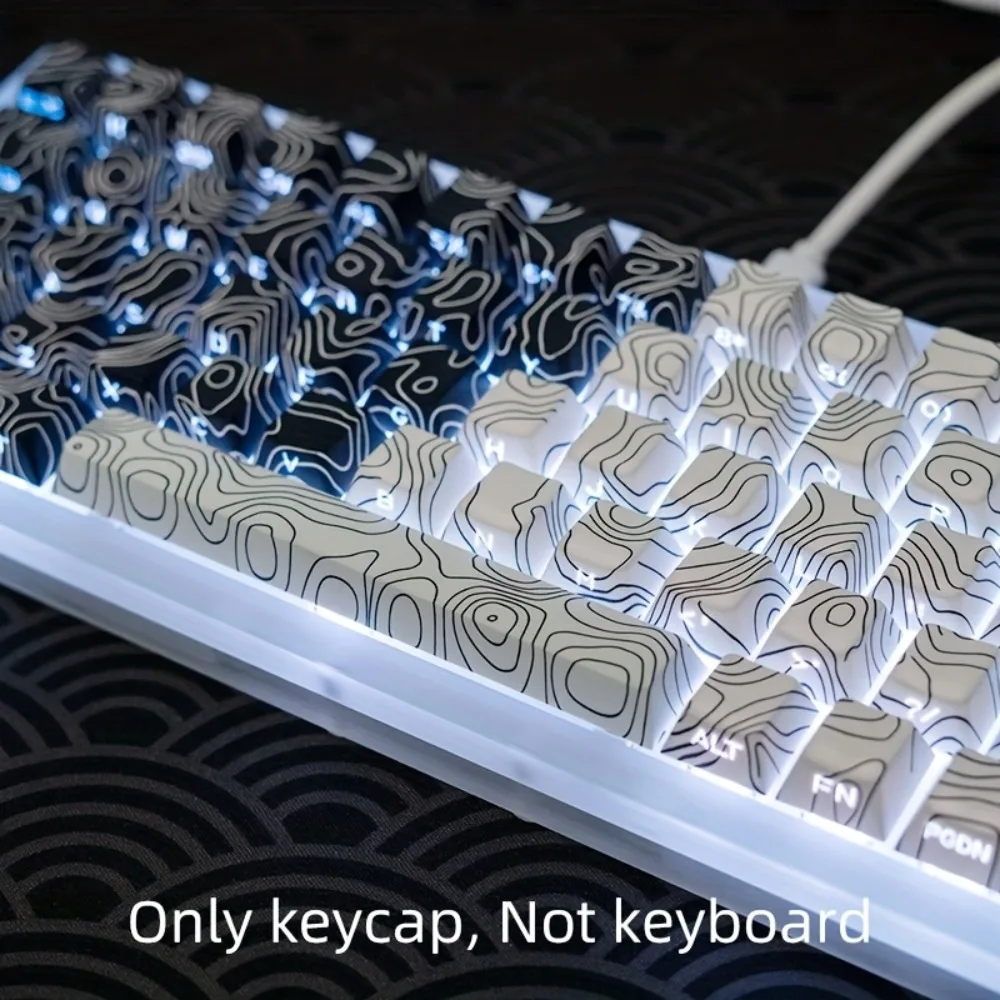 Cherry Keycap Color blanco y negro a juego 130 teclas PBT translúcido con grabado lateral se adapta al teclado mecánico espacial 6.25U - imagen 5