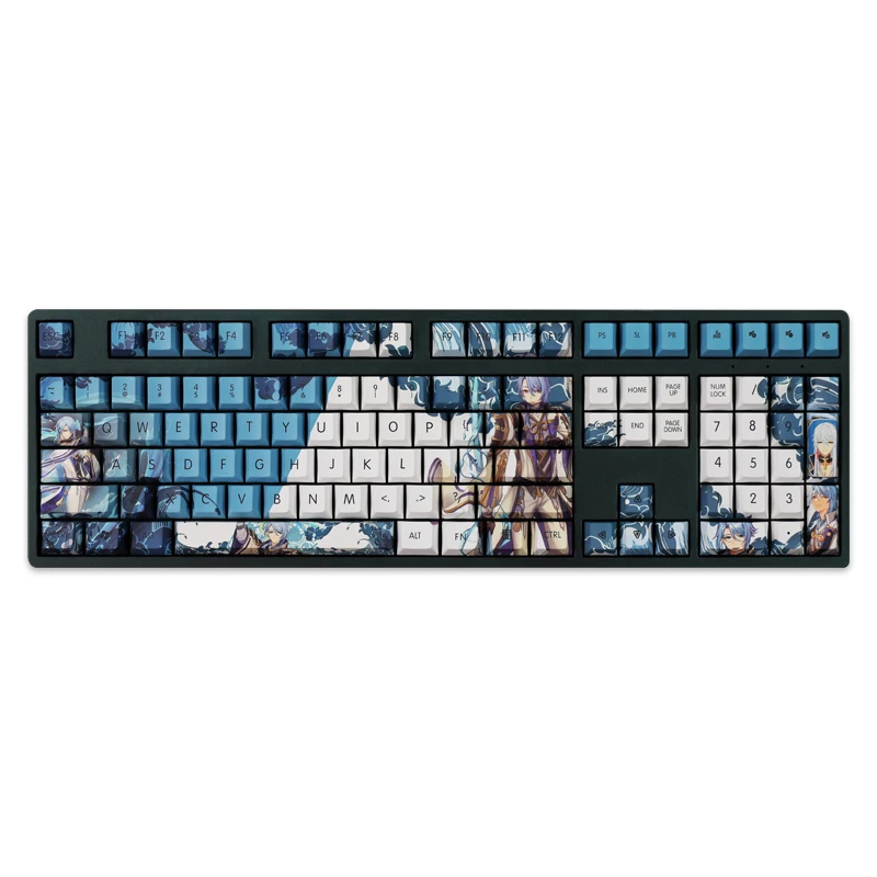Juego de 108 teclas de teclas PBT con subcama de tinte, teclas de dibujos animados de Anime para juegos, teclas Kamisato Ayato para Genshin Impact Cherry Profile - imagen 5