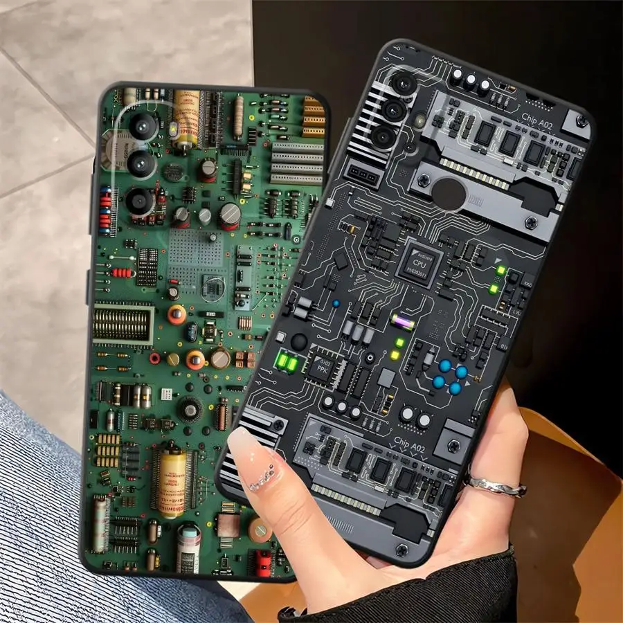 Circuito personalidad negro suave funda de teléfono para Motorola Mot G71 G32 G52 G53 G30 G50 Edge 20 Pro 30 Lite G51 G73 G60 G60s