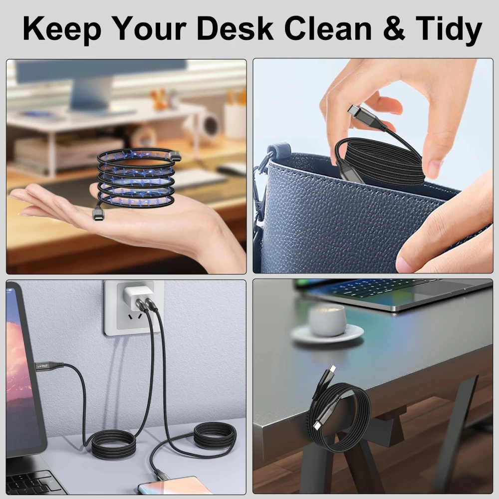 Cargador rápido de 100W Cable magnético USB C a C para iPhone 17/16/15 Samsung Laptop - Cable de carga de datos USB A a C para teléfono móvil - imagen 2