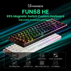 MonsGeek FUN68 – Teclado mecánico magnético inalámbrico