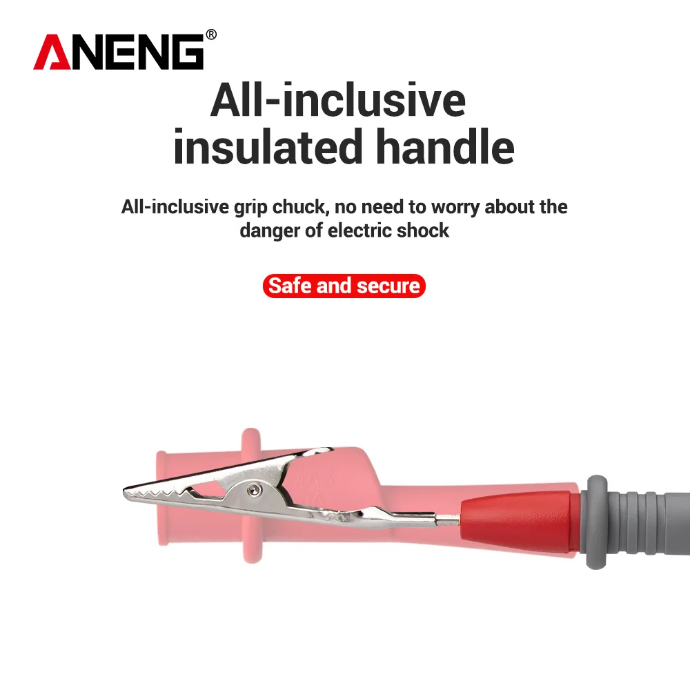 ANENG 1 par de abrazaderas de Clip de prueba de cocodrilo para multímetro, sonda de prueba, abrazadera eléctrica de cocodrilo para medidor de sonda de prueba - imagen 3