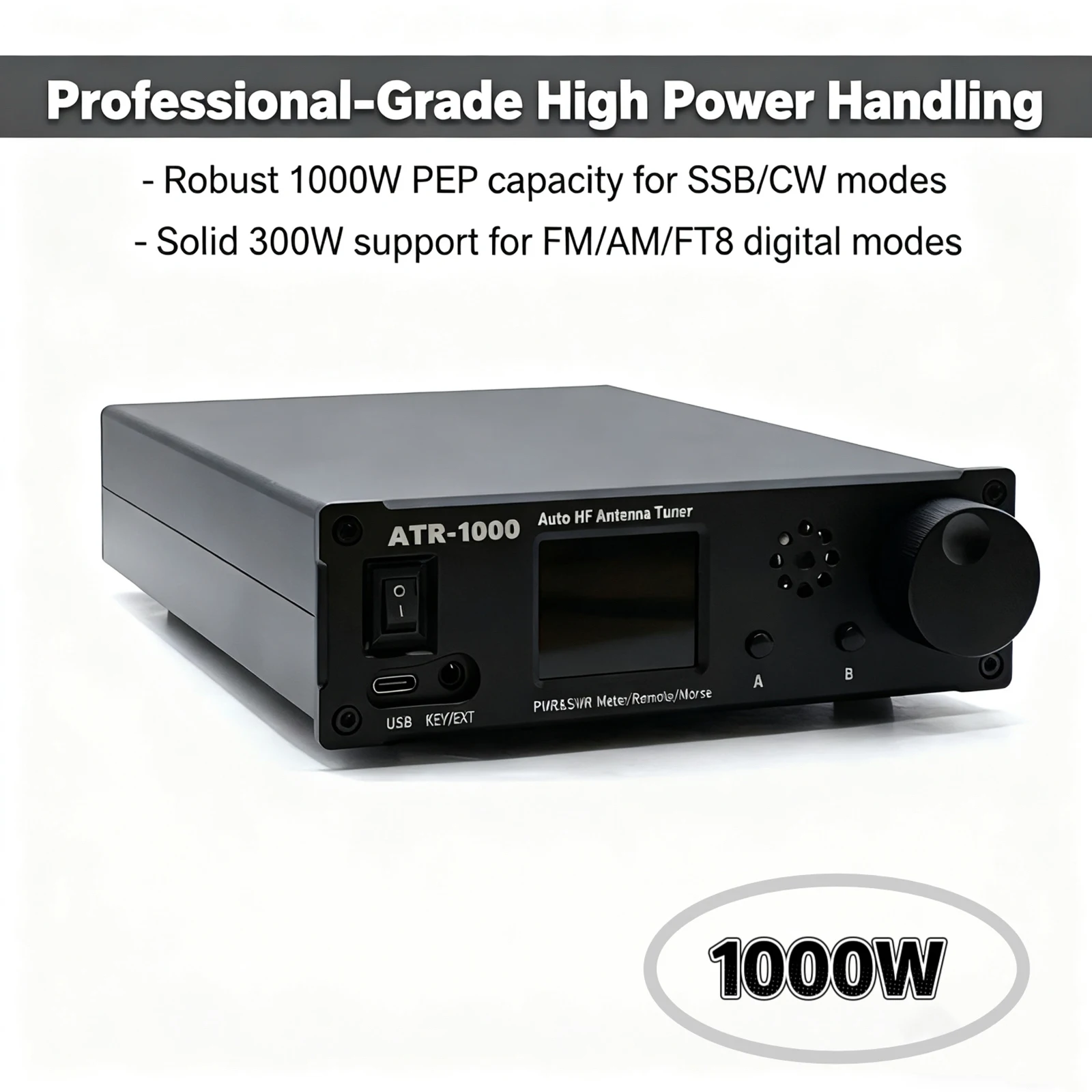 AMNVOLT ATR1000 1000W 1,8-30MHz sintonizador de antena automático 3 modos HF sintonizador de Radio de onda corta ligero WIFI soporte de Control remoto - imagen 4