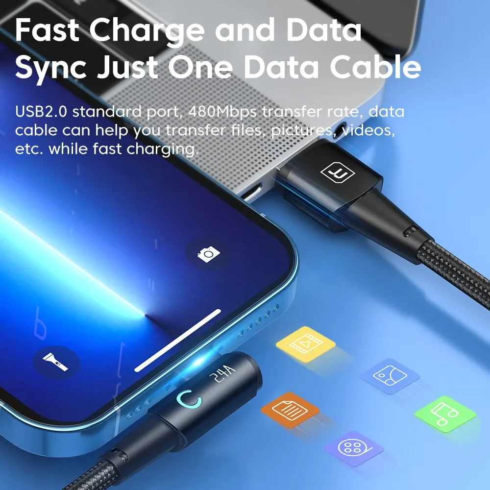 Cable USB Toocki para iPhone 14 13 12 11 Pro Max cargador rápido cable Lightning cable USB para iPhone 12 11 X XR 8 7 - imagen 3