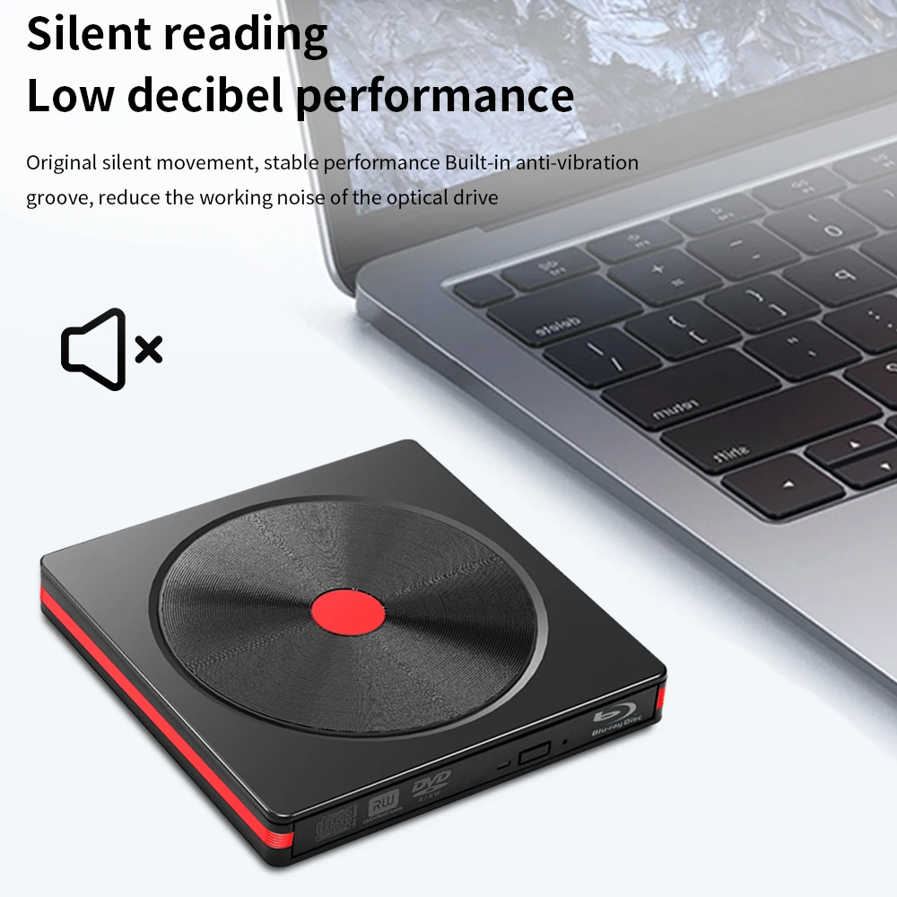 TISHRIC-dispositivo HDD ODD, DVD-RW externo móvil emergente, USB 3,0, cable tipo C, reproductor de DVD, RW, lector de CD, unidades ópticas para ordenador portátil y PC - imagen 3