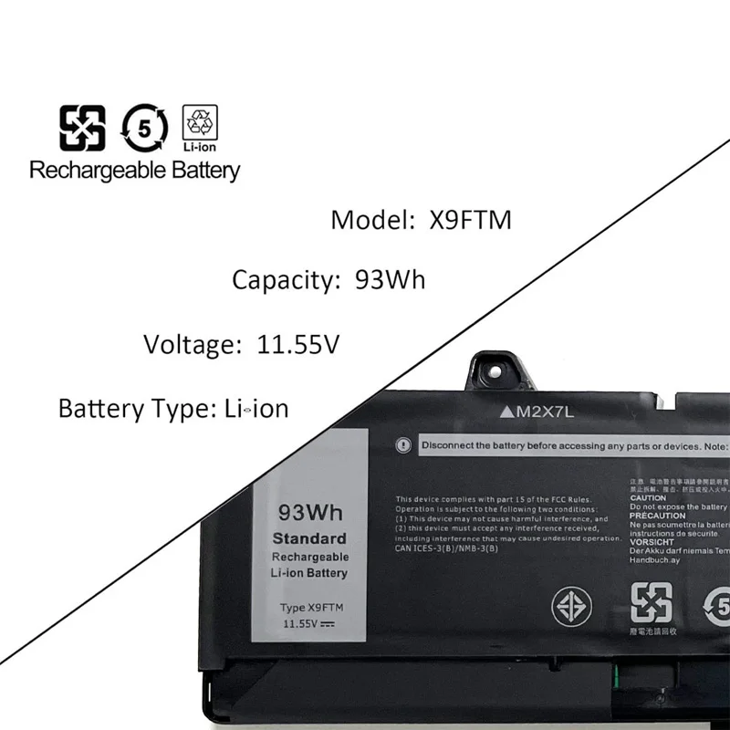 X9FTM 11,55 V 93Wh batería del ordenador portátil para Dell Precision 7770 7670 7780 7680 serie P114F P114F001 P114F002 P115F P115F001 P115F002 - imagen 2