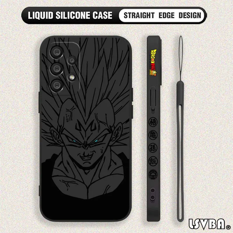 D-Dragon Ball Cool Vegeta Anime para Samsung Galaxy A71 A55 A54 A53 A51 A16 A15 A06 5G cubierta de la caja del teléfono de la cuerda izquierda líquida - imagen 3