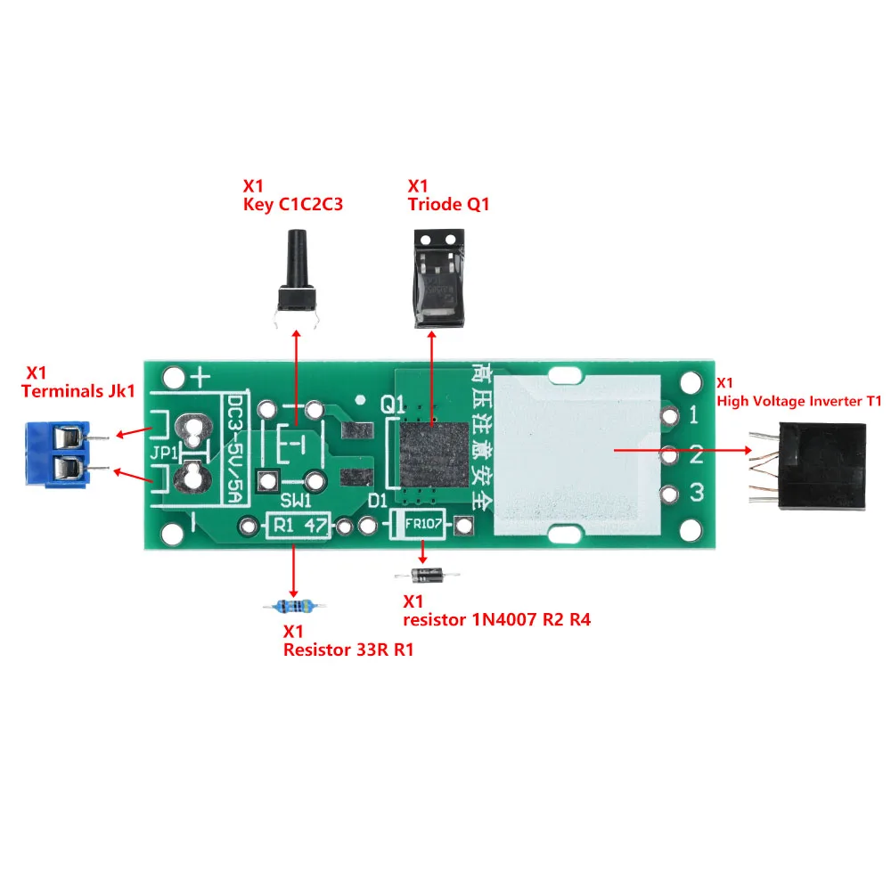 Kit generador de alto voltaje DIY, encendedor de arco, módulo de encendedor de cigarrillos electrónico DC 3-5V 3A con caja de batería 18650 - imagen 5