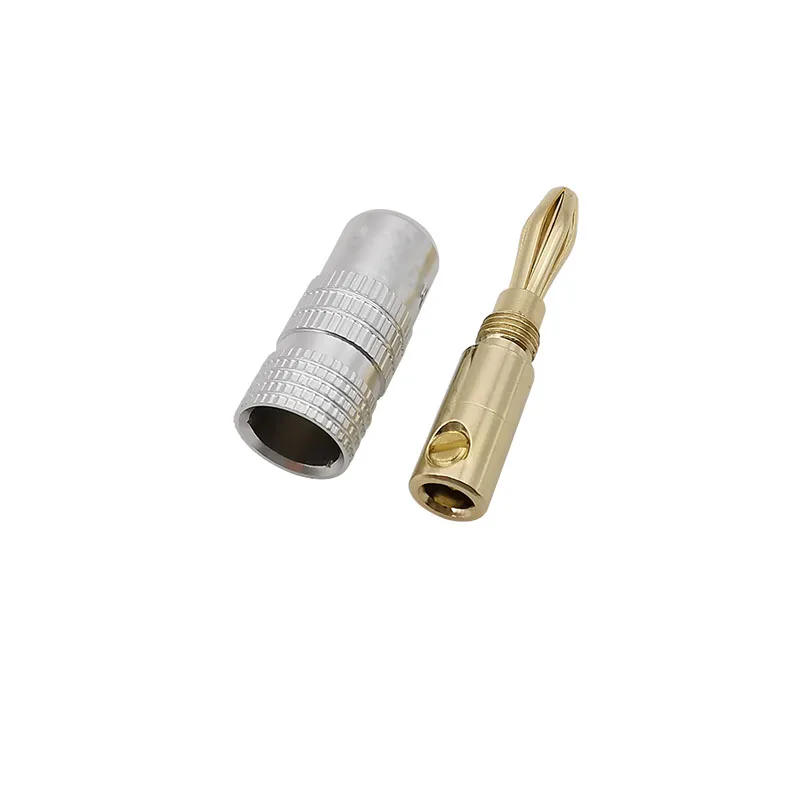 Conector Banana de 4 piezas y 4mm chapado en oro, clavijas Banana macho de 4mm, conectores de cable de bloqueo de tornillo para altavoz de Audio, poste de encuadernación - imagen 2