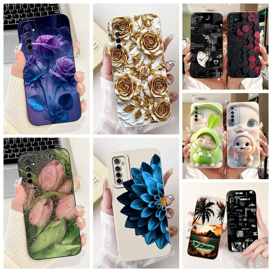 Para Realme X2 XT funda RMX1991 RMX1921 flores de lujo cubierta pintada de caramelo suave TPU funda de teléfono para Realme XT X2 RealmeX2 Pro Shell
