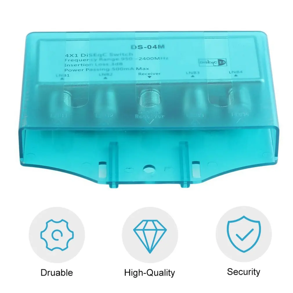 Caliente 950-2400MH DS-04M TV por satélite impermeable 4x1 DiSEqC interruptor antena FTA plato plano LNB multiinterruptor para receptor de TV por satélite - imagen 3