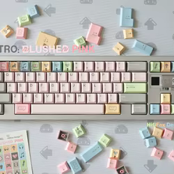 Set Teclas PBT Perfil Cherry Rosa Vintage para Teclado Mecánico Gaming Oficina