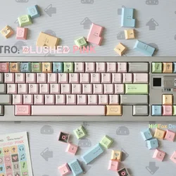 Set Teclas PBT Perfil Cherry Rosa Vintage para Teclado Mecánico Gaming Oficina