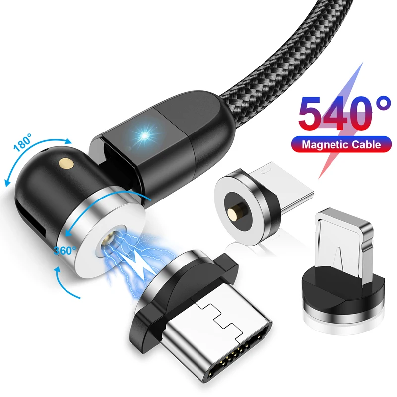 Cable magnético de rotación 540, cargador magnético de carga rápida, Cable Micro USB tipo C para iPhone, Xiaomi, Samsung y Huawei - imagen 2