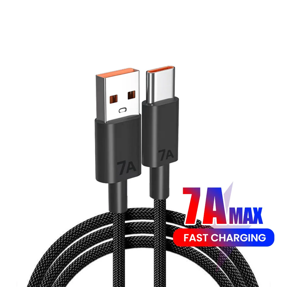 Cable de datos tejido de carga súper rápida para teléfono móvil USB A a tipo c de 120W para Samsung Huawei Honor vivo oppo cable de datos del cargador