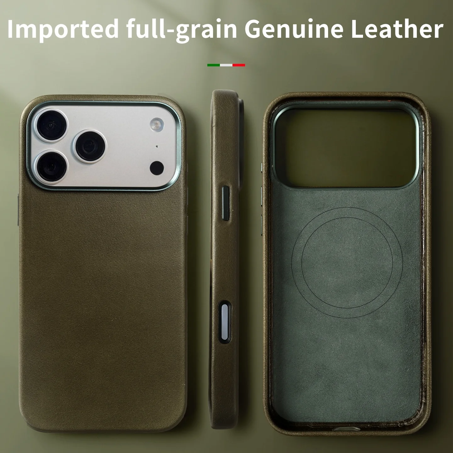Funda de cuero genuino magnética Vintage para Iphone 17 Pro Max 16Pro, funda trasera de teléfono Magsafe con cera de aceite de negocios, fundas completamente envueltas - imagen 2