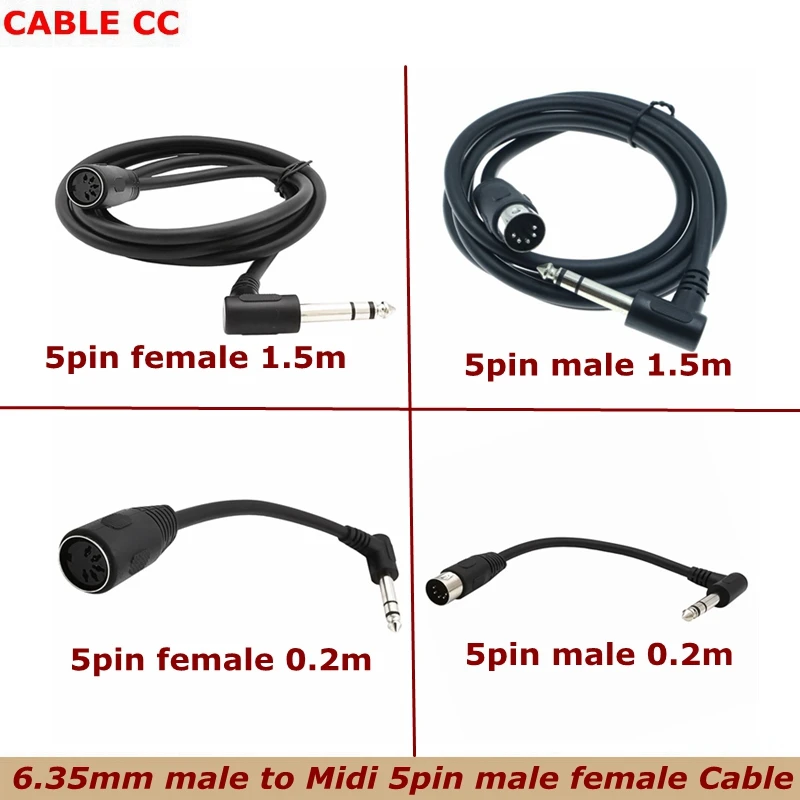 0,2 m 90 grados derecho MIDI Din 5 pines 5 pines macho a Monoprice 6,35mm hembra TRSE mezclador de Audio de Piano eléctrico Cable de Audio estéreo