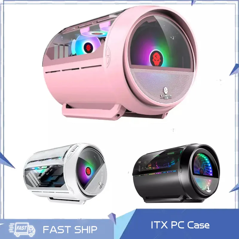 RGB ITX-carcasa panorámica para ordenador de escritorio, gabinete de Gamer MOD, chasis de M-ATX, vidrio templado, penetración completa, refrigeración por agua