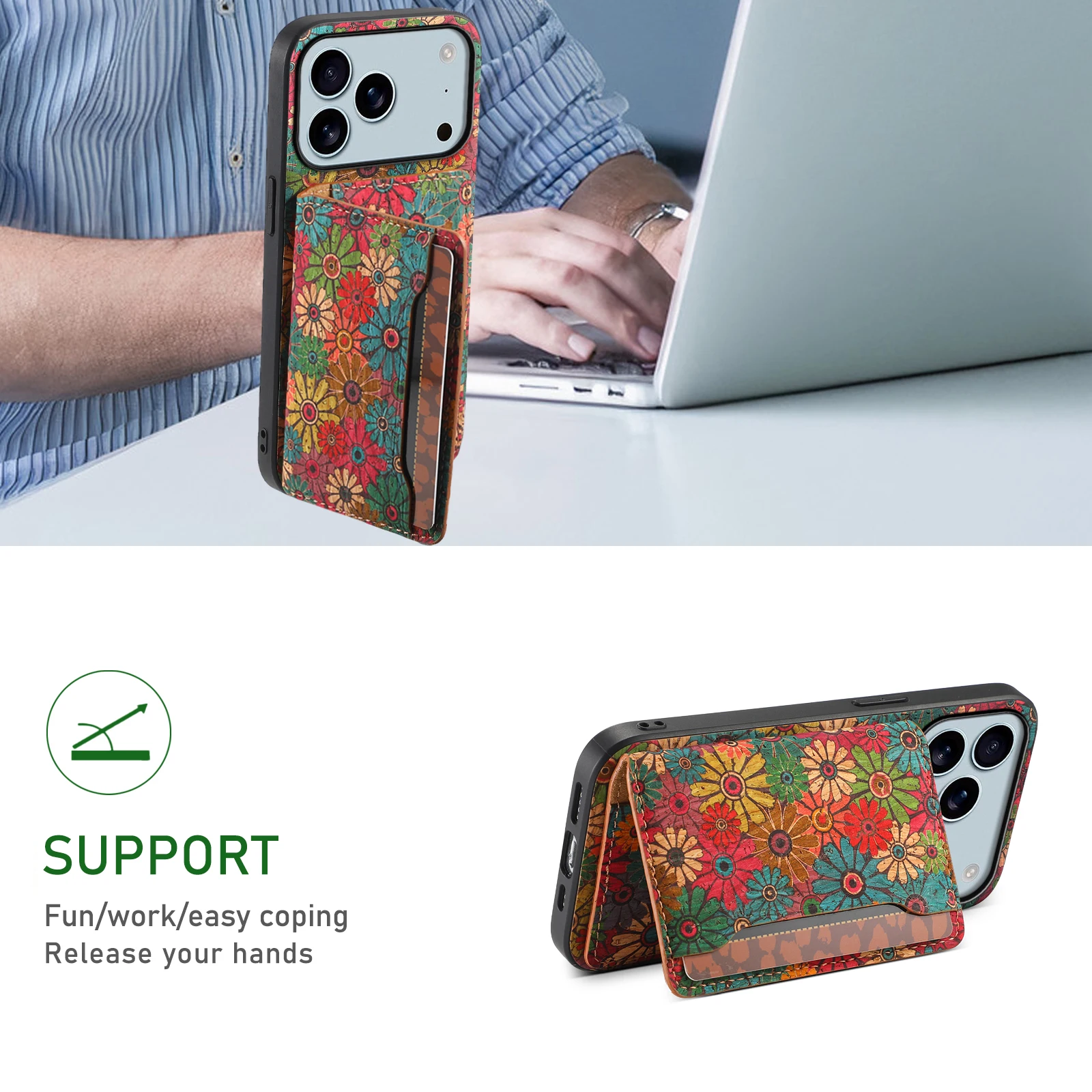 Para iPhone 17 Pro Max 17 Air 17Pro funda clásica de cuero mate Floral funda de bolsillo para tarjeta de identificación soporte a prueba de golpes carcasa suave - imagen 5