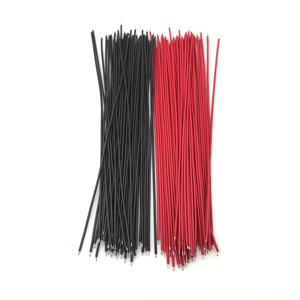 Cable de soldadura PCB de doble cabezal, 10/100 Uds., 10cm, 15cm, 20cm, 20AWG, Cable de puente volador, Conductor de estaño, negro y rojo - imagen 5