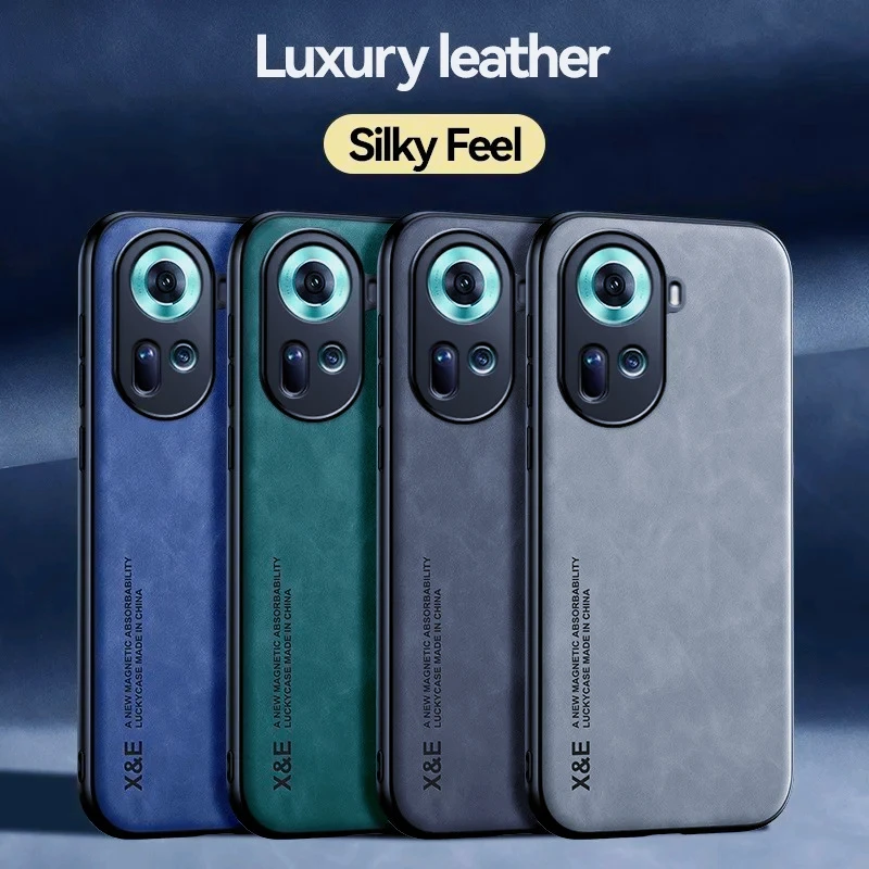 Funda Reno11F 5G con placa de Metal integrada, soporte magnético para coche, fundas de teléfono de cuero para OPPO Reno11 F Reno 11F 11 F 5G, funda trasera suave