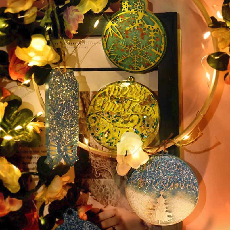 Bola de Navidad molde de silicona llavero colgante resina epoxi artesanía molde de silicona caramelo Chocolate joyería de Navidad fabricación de colgantes molde - imagen 3