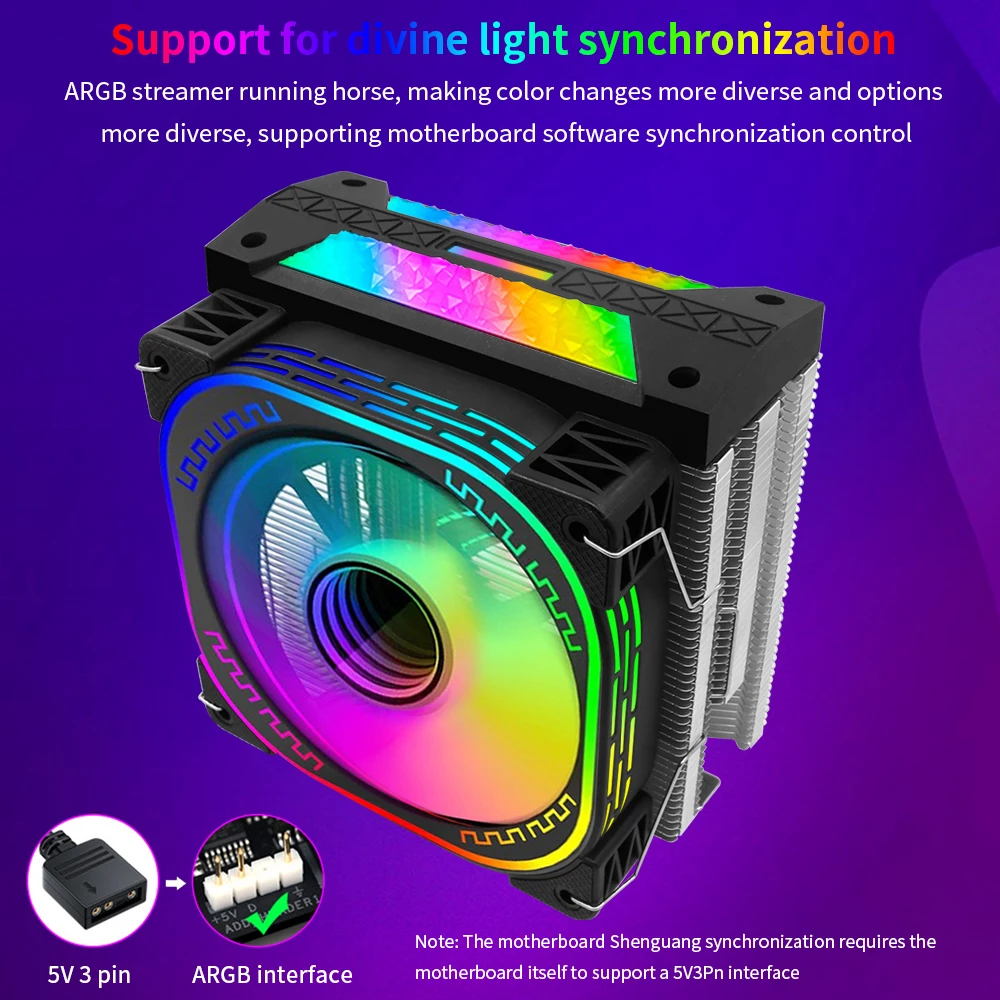 TISHRIC ARGB CPU ventilador enfriador 120mm enfriador de aire 4 pines PWM 4 tubos de calor refrigeración Intel LGA2011 1700 1200 115X AMD AM4 procesador enfriador - imagen 5