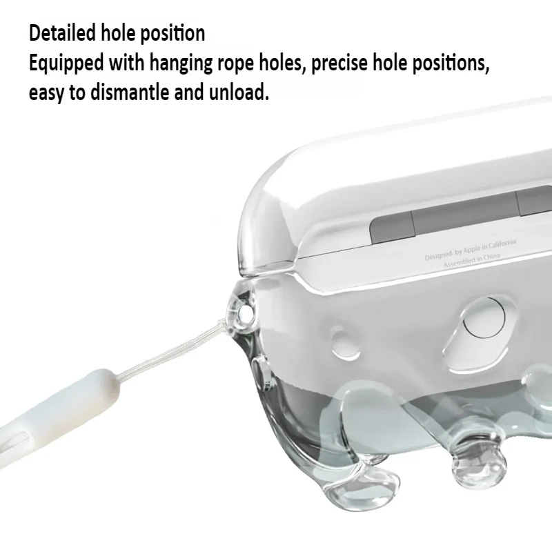 Funda Original para Airpods Pro1/Pro2, serie gota de agua, carcasa dura transparente de resina, funda personalizada para Airpods, Base de carga contra salpicaduras de agua - imagen 4