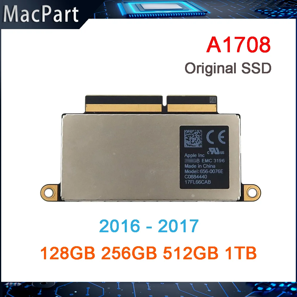 SSD Original para portátil MacBook Pro Retina, 128GB, 256GB, 512GB, 1TB, 13,3 pulgadas, A1708, PCI-E, EMC2978, EMC3164, finales de 2016, mediados de 2017