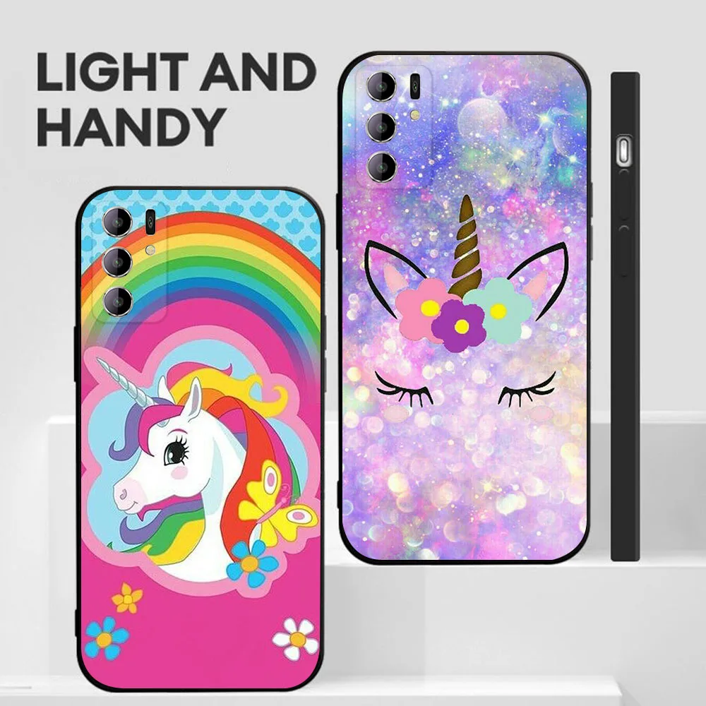 BD-66 funda negra de unicornio para OPPO A16 A16S A72 A95 A74 A91 A52 A15 A15S A94 A53 A54 A53S A54S Find X5 Pro - imagen 3