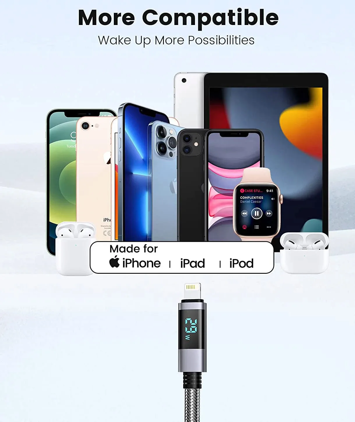 ORICO-Cable USB tipo C para MacBook, pantalla LED, carga rápida para iPhone, 13, 14 Pro Max - imagen 5