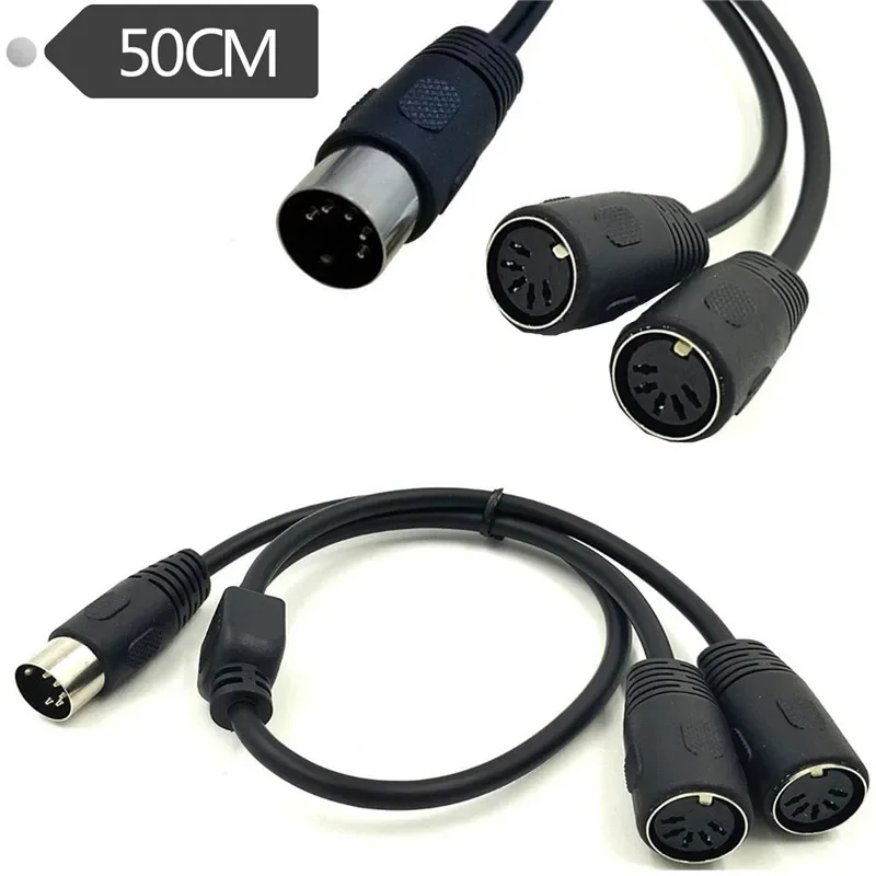 Cable adaptador Y divisor MIDI DIN de 5 pines, Cable de extensión de Audio MIDI de 5 pines macho a dual 2 x DIN-5 hembra, teclado MIDI, 0,5 M
