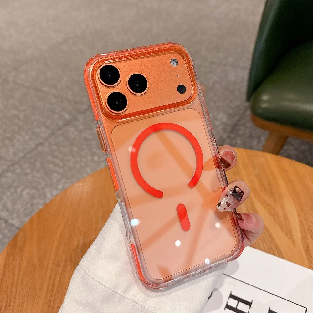 Funda de teléfono magnética transparente para iPhone 17 Pro Max 16 Plus 15 14 13 12 para Magsafe Clear PC + TPU cubierta protectora a prueba de golpes