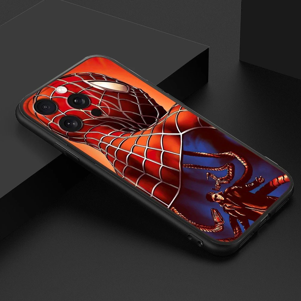 Spider Man Cool Marvel Popular For iPhone 15 14 13 12 11 XS XR X 8 7 SE Pro Max Plus Mini Black Soft Phone Case - imagen 3