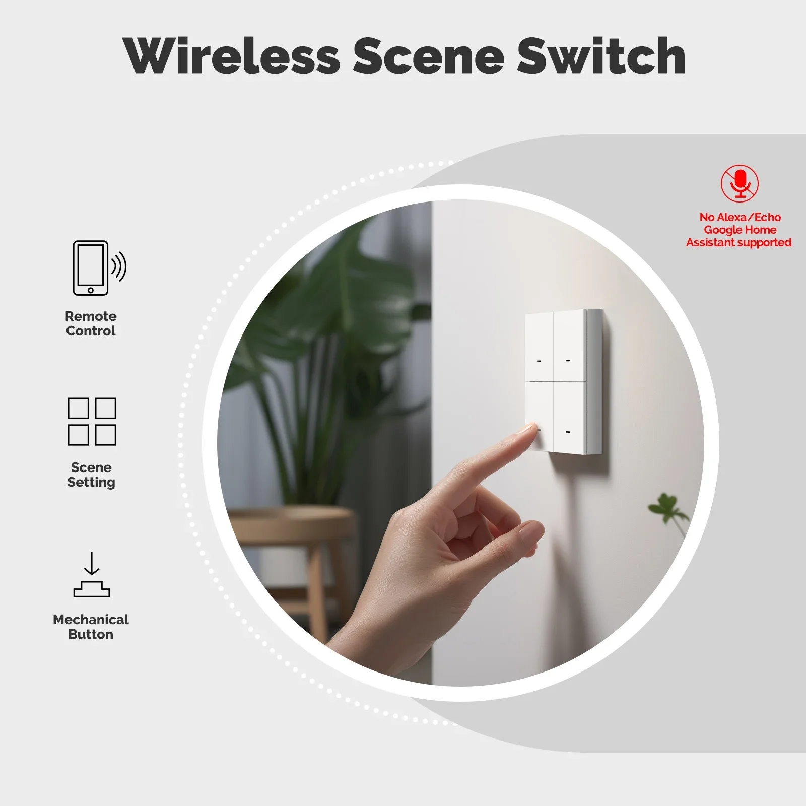 MOES ZigBee-interruptor de escena inalámbrico de 4 entradas, botón pulsador, mando a distancia, alimentado por batería, aplicación Tuya Smart Life - imagen 2