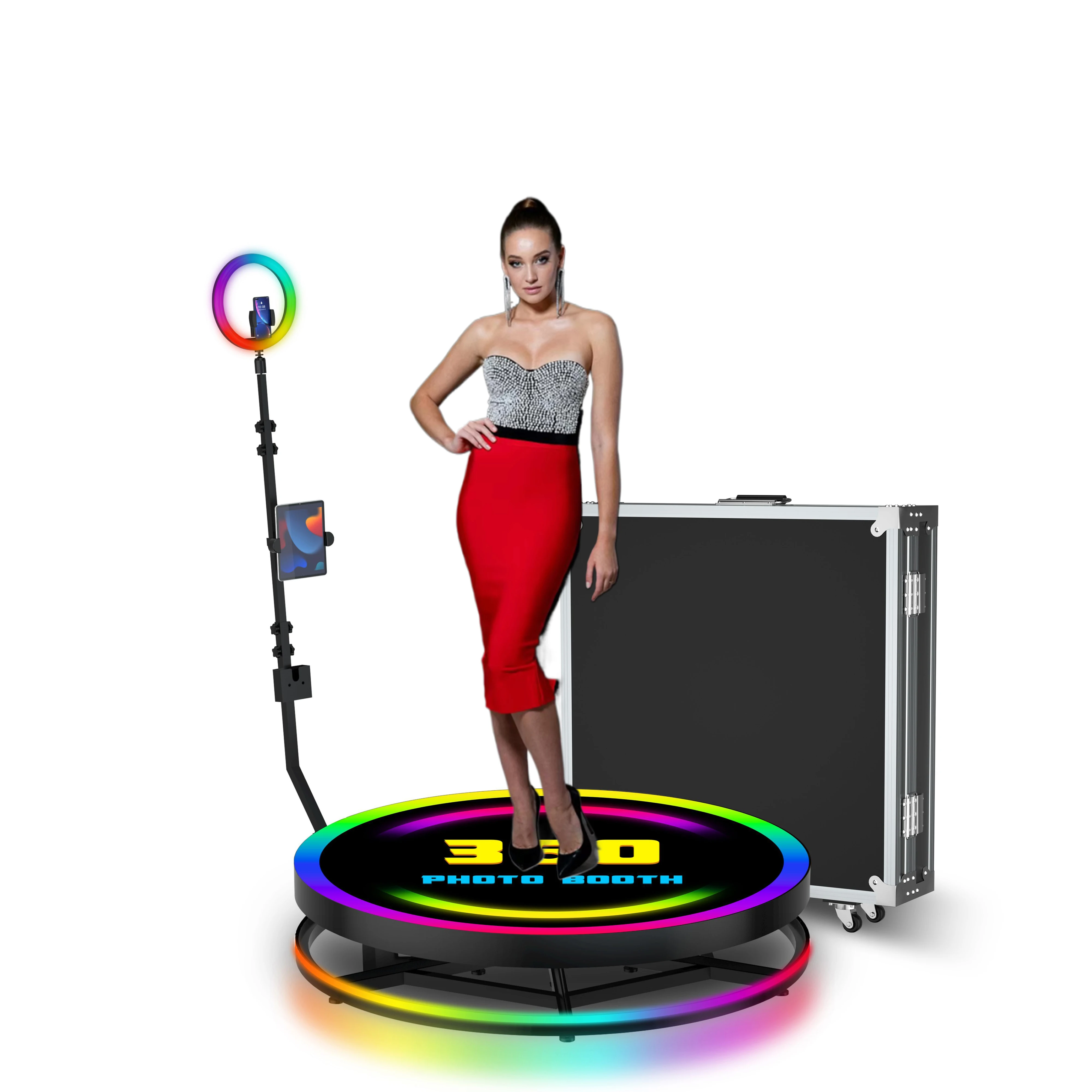 Plataforma giratoria portátil de 360 grados, cámara automática 360 adecuada para fiestas, bodas, uso, cabina de fotos y vídeo portátil 360