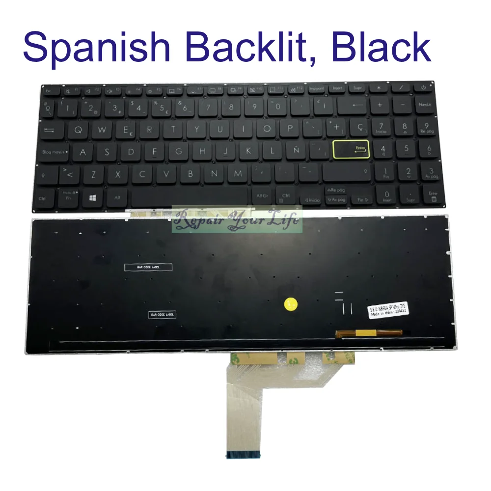 Nuevo teclado español para ASUS VivoBook X513 X513EA X513EP X513EQ X513IA X513UA PX513QC teclado retroiluminado España apto Latino LA