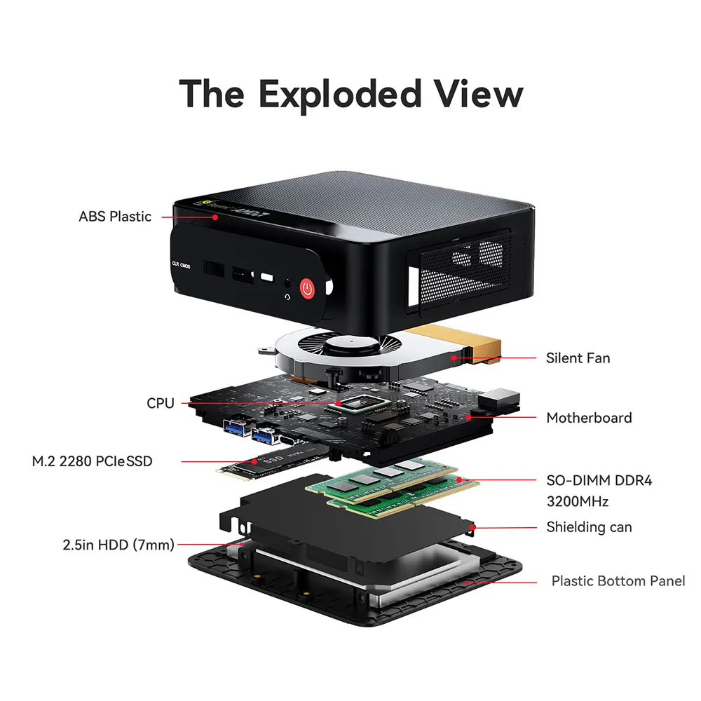 Beelink SER5 Mini PC AMD Ryzen 5 5500U DDR4 16GB SSD 500GB compatible con WiFi6 BT5.2 4K HD 1000M ordenador de escritorio - imagen 5