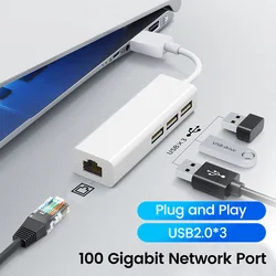 Hub USB-C a Ethernet RJ45 – 3 Puertos USB 2.0