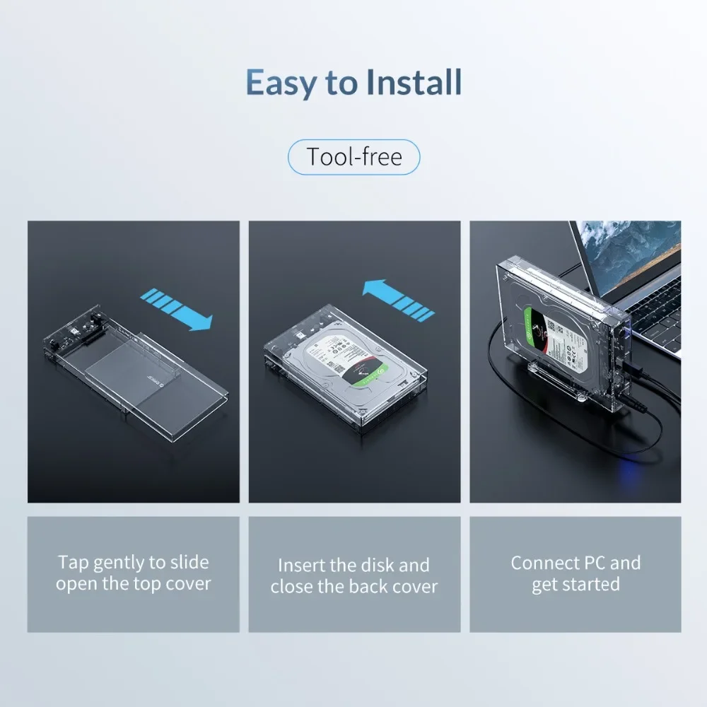 Caja de disco duro orico 2,5 "3,5" estación de acoplamiento de disco duro SATA a USB 3,0 5Gbps caja de disco duro externo para caja HDD/SSD de 2,5/3,5 pulgadas - imagen 5