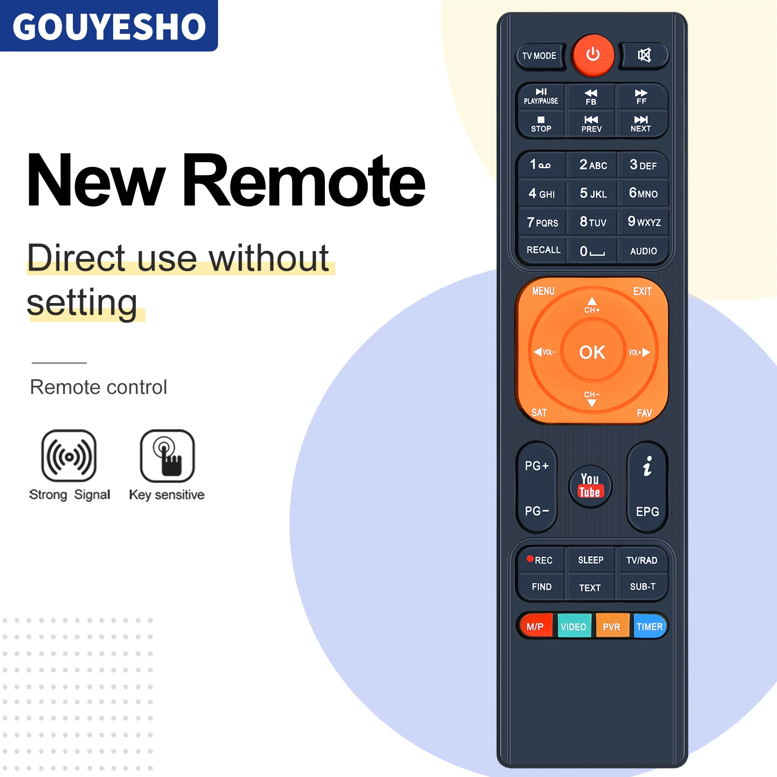Nuevo Control remoto para GTmedia V7S S2X v7s v7 hd v7 plus v7 pro v7 V8X max v8 nova azul UHD